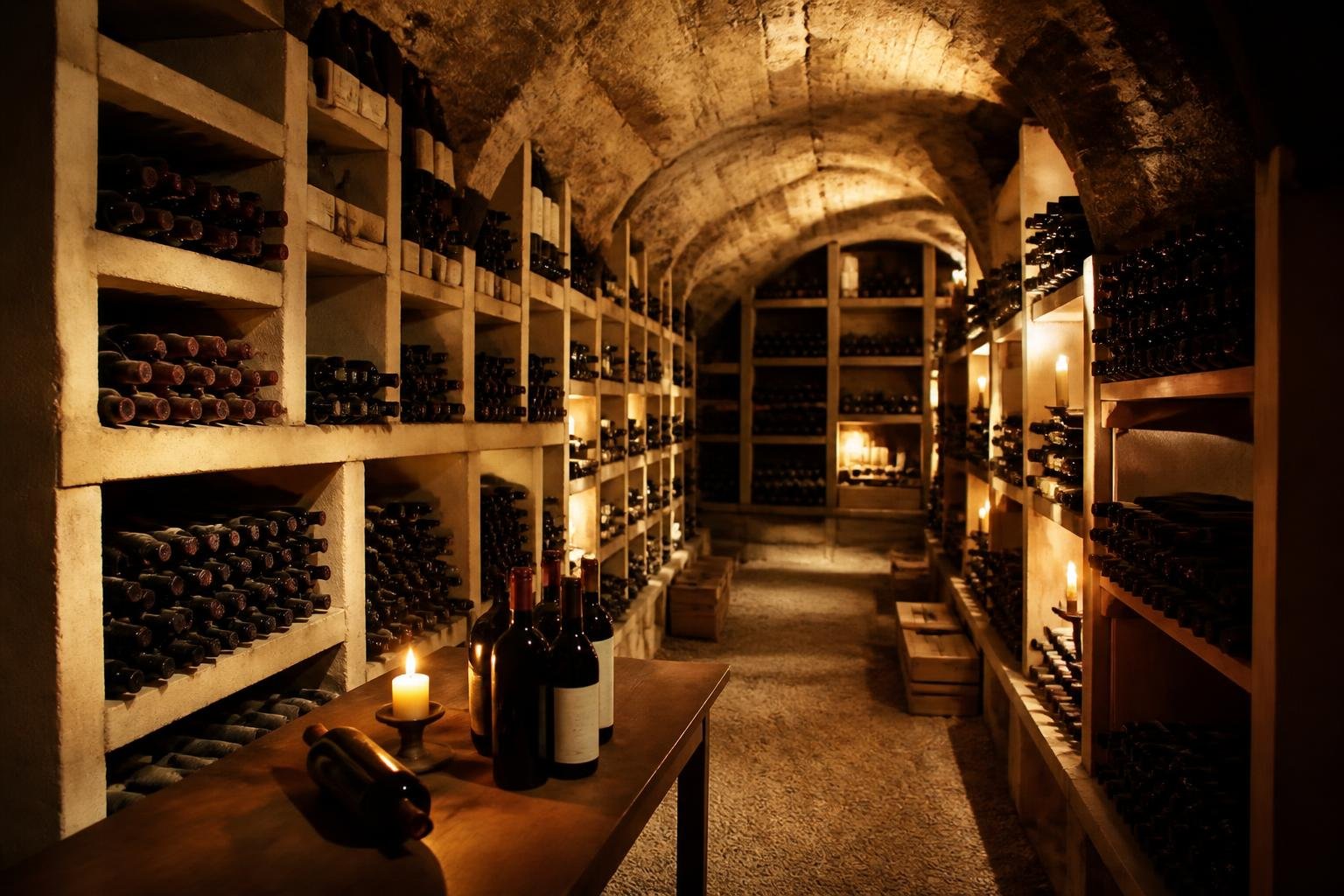 Cave traditionnelle du Relais des Vignes mettant en scène la sélection de vins bourguignons